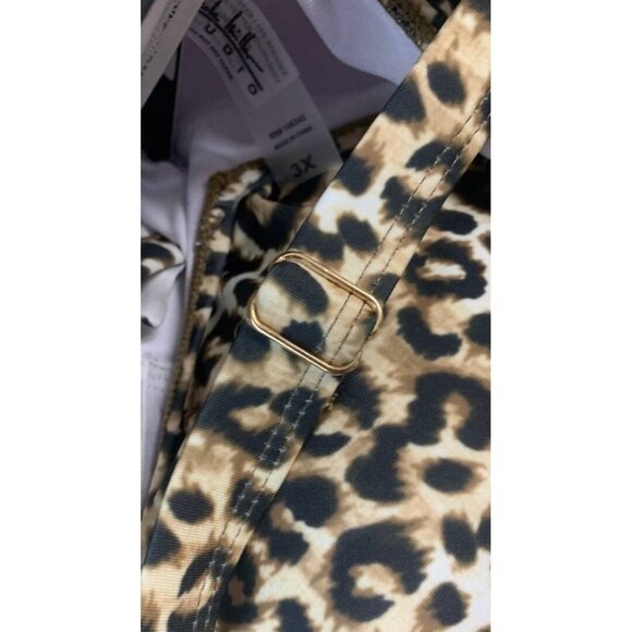 Nicole Miller Tier Tankini Swimsuit Women Plus Size 1X Cheetah Brown NWT New B88 - Picture 11 of 12